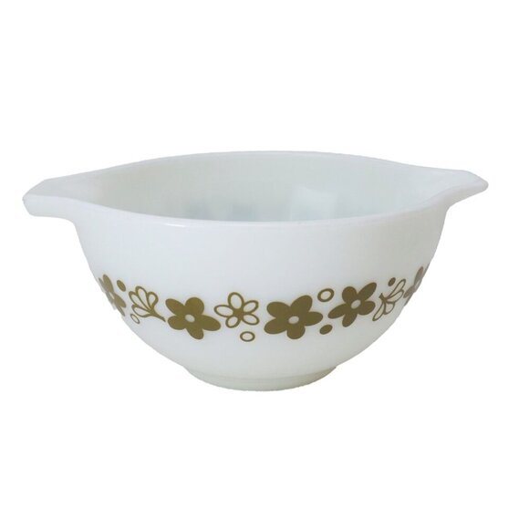 4 Vintage Pyrex Green Spring Blossom Crazy Daisy Cinderella Mixing Bowl Set - Picture 7 of 8